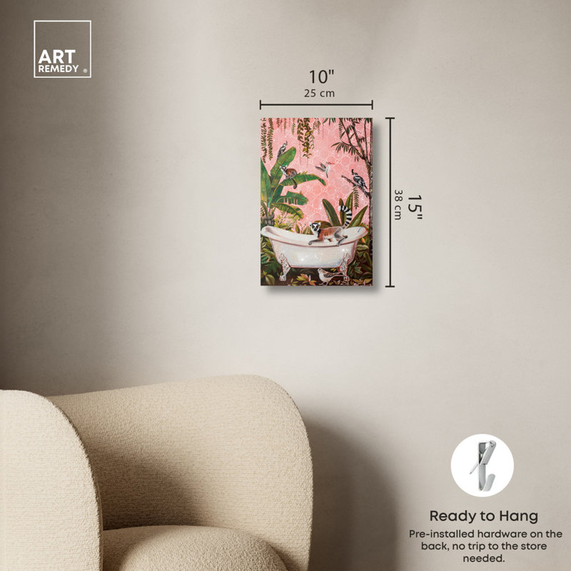 Art de la salle de bain «Fresh Jungle Bath» par Art Remedy, Toile tendue, H 15 po x l 10 po