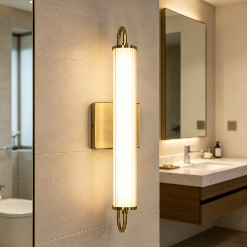 Éclairage pour meuble-lavabo moderne 22,5 po à DEL avec abat-jour en acrylique givré, applique murale en laiton à intensité variable de 14 W, éclairage de salle de bain pour meuble-lavabo, couloir et chambre à coucher