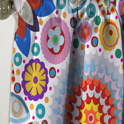 Motif floral coloré - Rideau simple occultant floral bohémien et éclectique