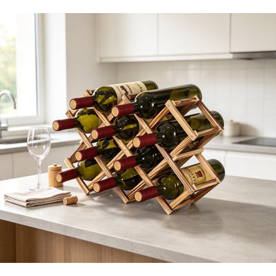 Freestanding Stackable Wine Rack Organizer with Foldable Design and Scratch-Resistant Protector for Countertop and Cabinet Storage