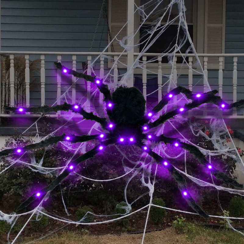 Araignée poilue noire 4,9 pi. 26LED