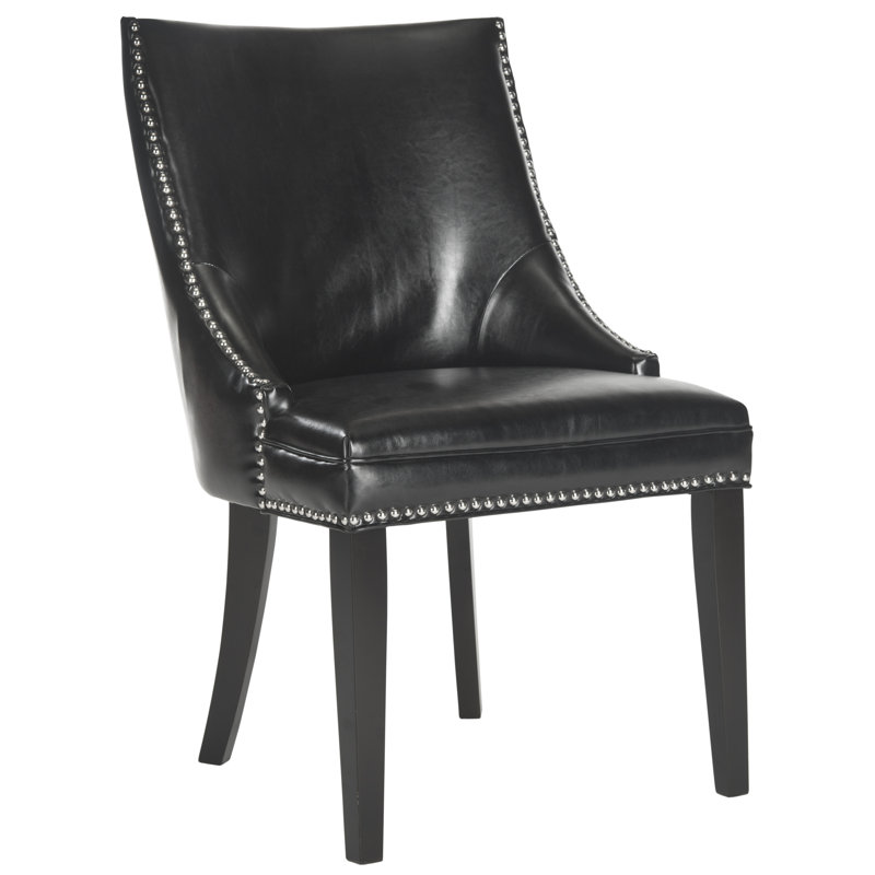 Chaise d'appoint rembourrée Ardelis, Granite Linen Fabric, Espresso