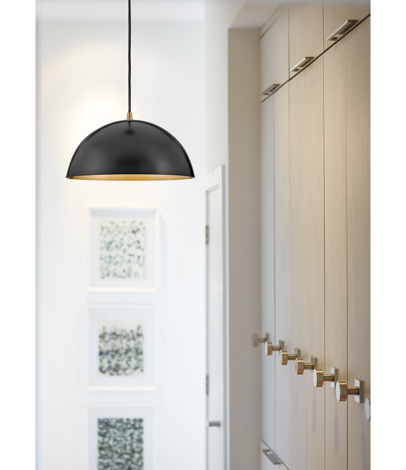 Carsley Single Light Metal Dimmable Pendant, Black