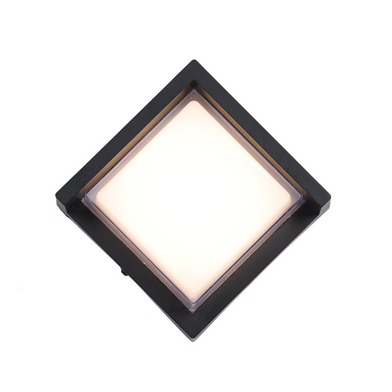 Applique murale à DEL carrée noire à motif diamant, 1 unité, 8 W, 800 lm, blanc chaud 3000 K, pour environnements humides