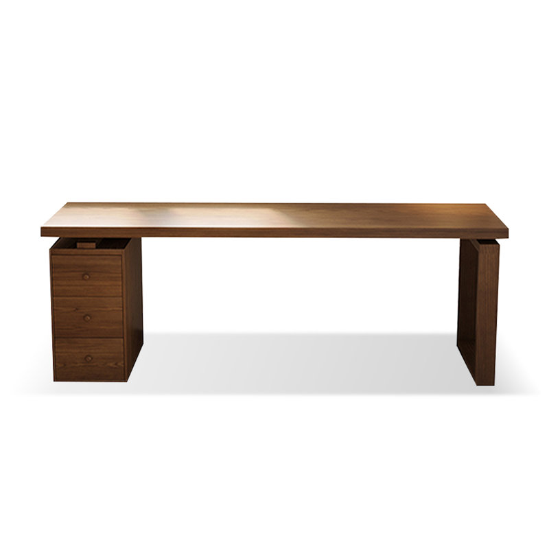 Bureau rectangulaire à 3 tiroirs en bois massif brun noisette, H 29,53 po x l 78,74 po x P 23,62 po