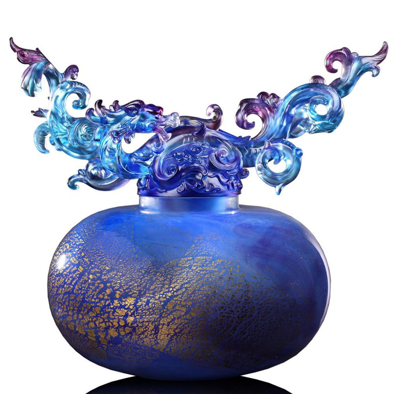 Figurine Émergence du dragon, Mauve royal / rouge