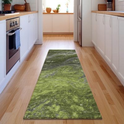 Premium Machine Washable Cerrito AMF599 Green Rug