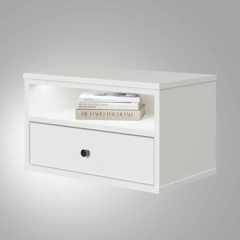 Table de chevet flottante DEL Sazena, Blanc