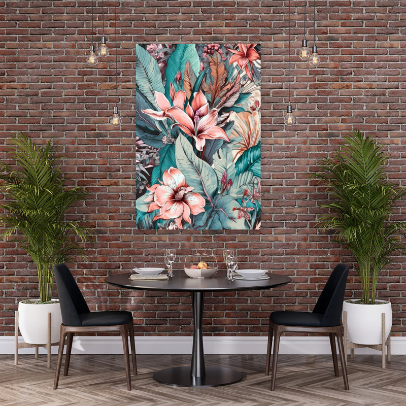 Art floral abstrait tropical, H 60 po x l 40 po