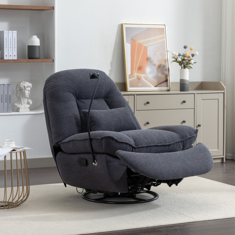 Antwonn 100cm Wide Swivel Standard Recliner, Dark Grey