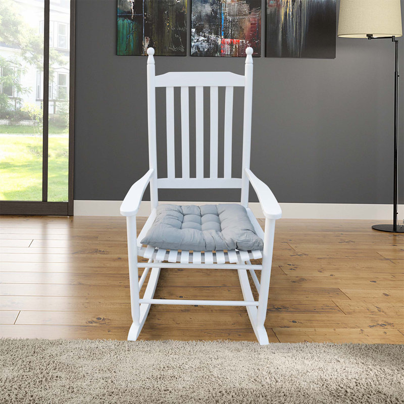 Chaise berçante en bois, sans tapis, Blanc
