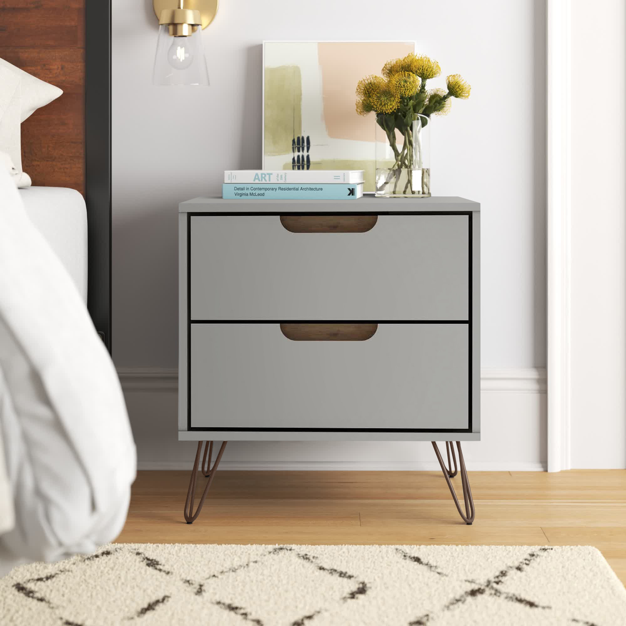 Manhattan Comfort Rockefeller 20" 2-Drawer Nightstand & Reviews | Wayfair