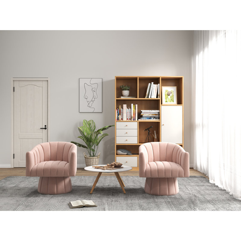 Izabell Velvet Swivel Barrel Chair, Izabell Pink Velvet