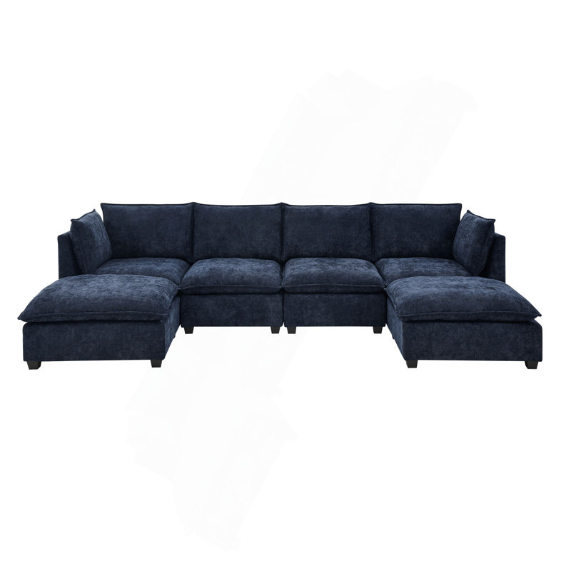Canapé modulaire Comfy Cloud Couch 4 places avec 2 repose-pieds, canapé-lit en chenille et siège profond avec coussins décoratifs pour le salon