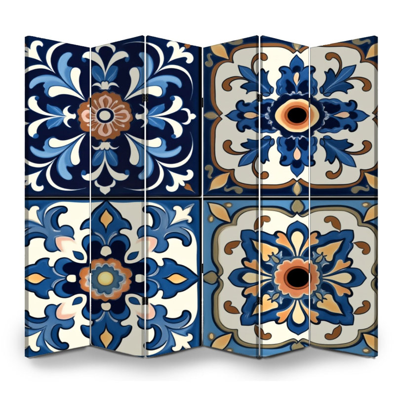 Paravent mexicain à 4 panneaux paravent Royal, 6, 71" H x 96" W x 1" D