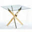 Table de salle à manger carrée avec pieds croisés chromés et verre trempé - 35,4 po x 35,4 po x 29,5 po-169621271