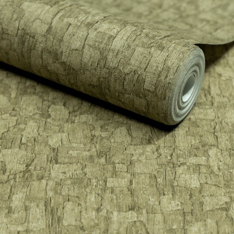 Surfaces Collection Bark Texture Wallpaper Roll, Green