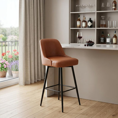 Chaise de bar pivotante 30 po en similicuir brun et noir