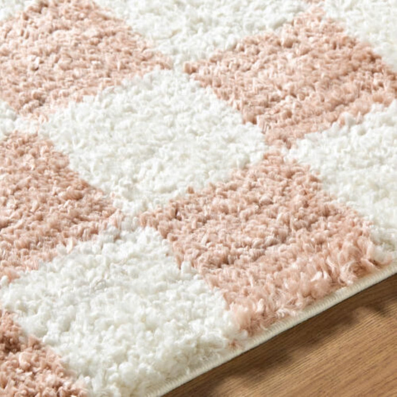 Tapis tissé à la machine République Tchéque, Rectangle 7 pi 10 po x 10 pi, Rose cendré / ivoire / blanc cassé