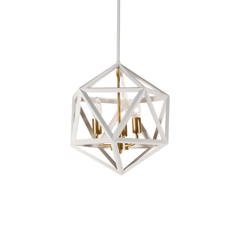 Lustre géométrique unique à 3 lumières Addison, Chrome satiné