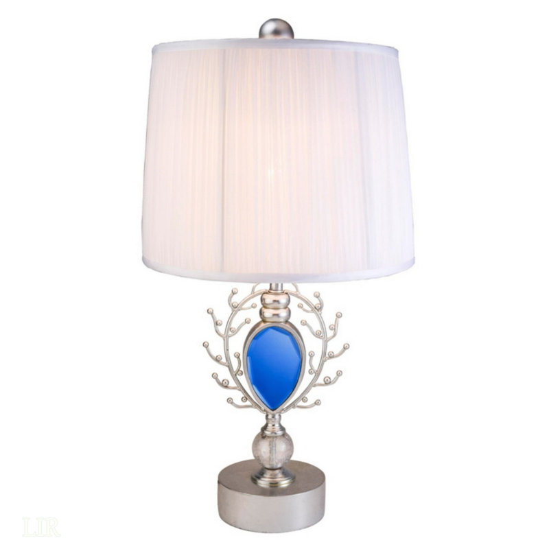 Lampe de table haute en polyrésine 27,75 "avec finition argentée, lampe de table