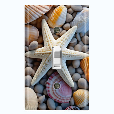 Colorful Sea Shell Star Fish Nature Themed 1 - Gang Toggle Light Switch Standard Wall Plate