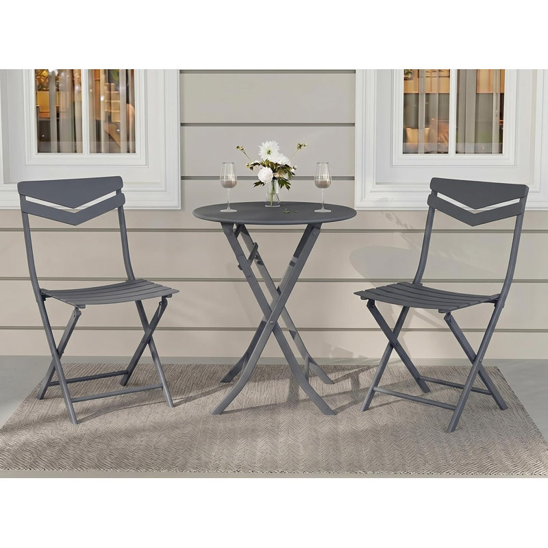 Ensemble bistro 3 pièces pliable, ensemble de table et chaises de patio intérieur et extérieur, ensemble d'économie d'espace dans la cour jaune