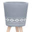 Ensemble de 2 pots d'intérieur et d'extérieur, motif à losanges gris, pieds en bois brun-122359149