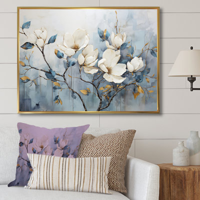 Elegant Magnolias Tranquility - art mural de salon Magnolias