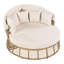 Lit de jour rond d'extérieur en osier avec auvent rétractable et coussins amovibles, mobilier de patio beige pour piscine ou jardin