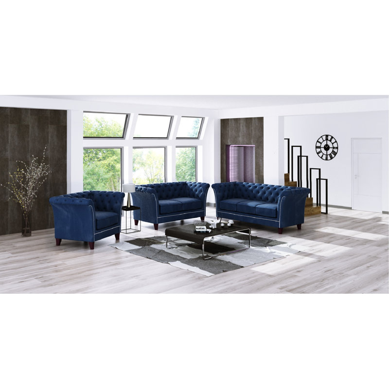  Chesterfield Armchair, Navy Blue