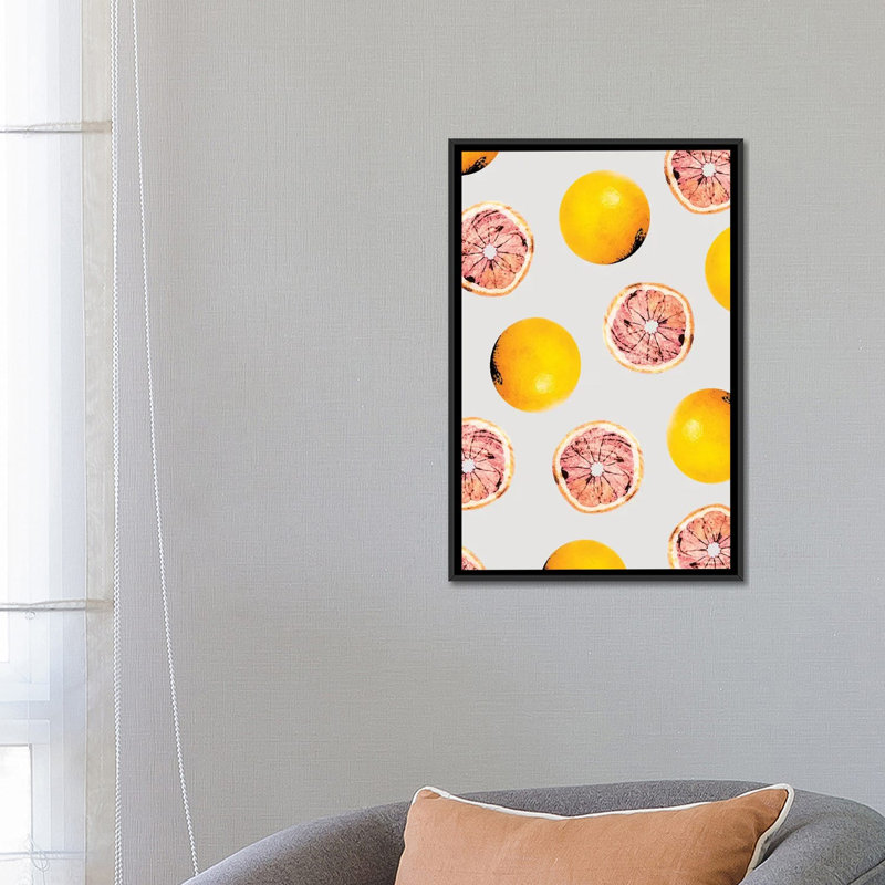 « pamplemousse pattern », impression sur toile, H 26 po x l 18 po x P 1,5 po, Toile avec cadre noir, Pas de tapis