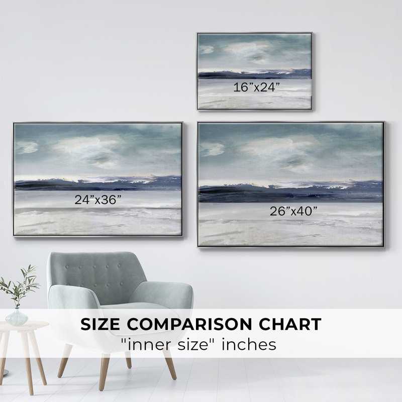 " Beachcombers Paradise " Oil Print, 25" H x 37" W x 2" D, Silver