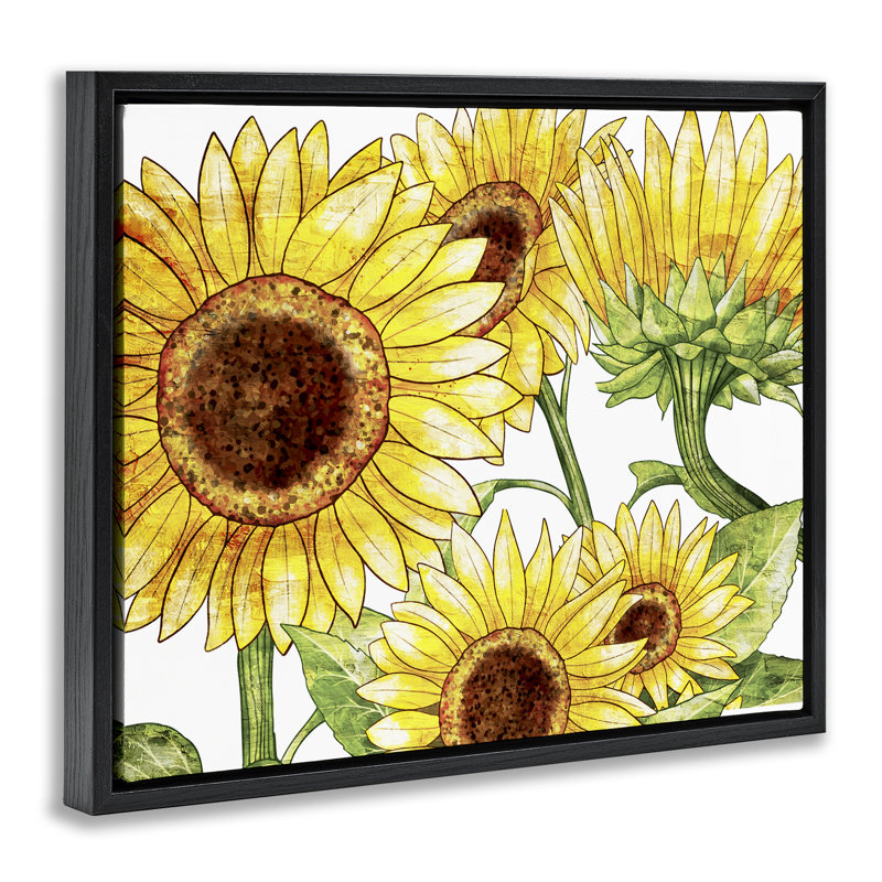 Cadre flottant Peeking Sunflower Blooms, design par Kim Allen, Cadre flottant noir de jais, H 17 po x l 21 po