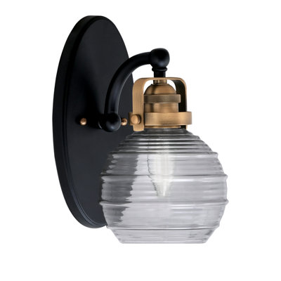 Easton Wall Sconce With 6" Smoke Ribbed Glass