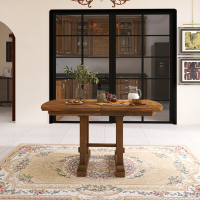 76.89" Extendable Rectangular Dining Table With Removable Leaf