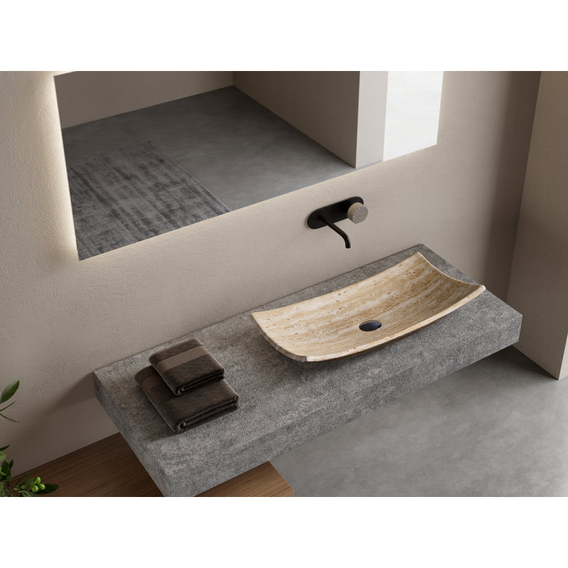 Lavabo de salle de bain 26 "en pierre de style travertin jaune