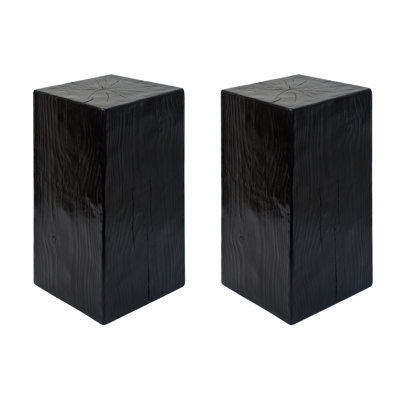 Wood-Look Square-Column MGO End Table,  H27.75",Wood-Like Distressed Finish, Mix With Different Heights, Indoor Outdoor Use