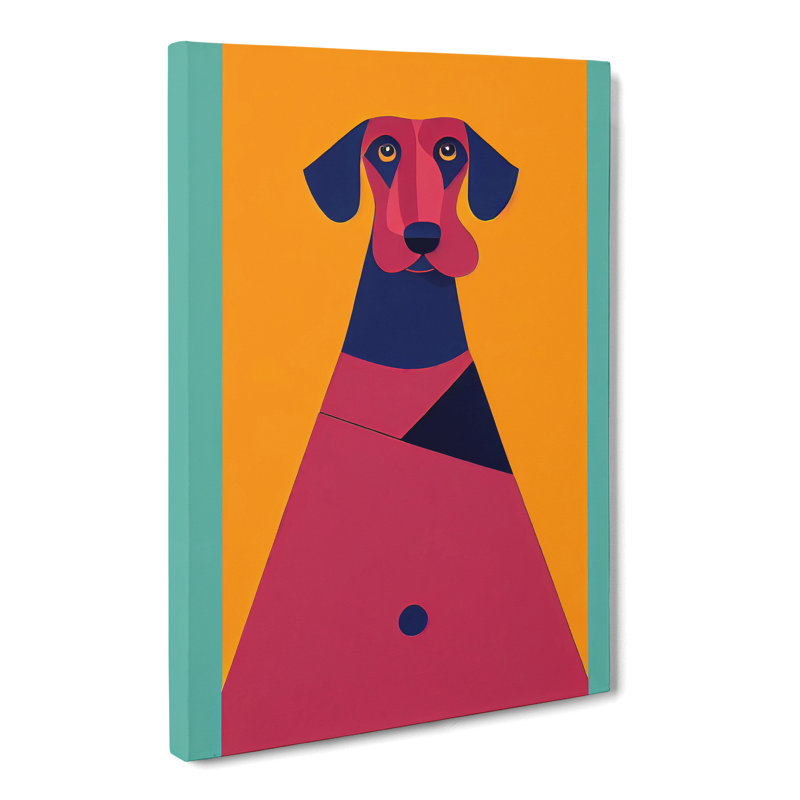 Dachshund Mid Century - Wrapped Canvas Print, 50cm H x 35cm W x 3cm D
