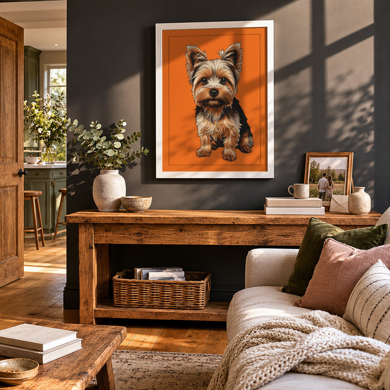 Terrier Portrait Modern - Framed Print, A4 - 29.7 x 21.0 cm, White