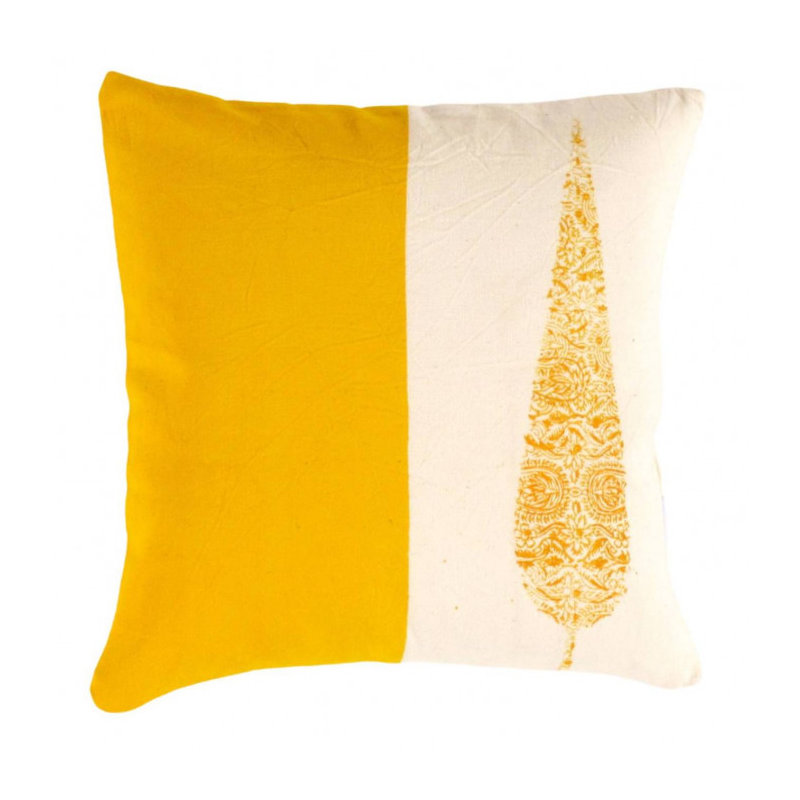 Gloria Square Pillow Cover & Insert, Beige/ Yellow 2