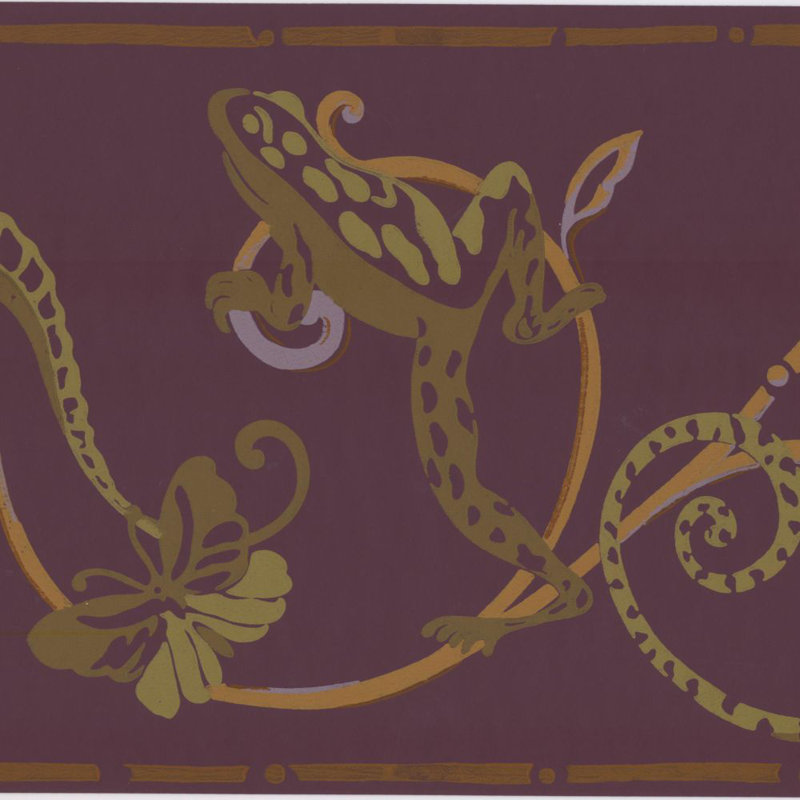 Bordure de papier peint à motif de papillons modernes L 15 pi x l 10,25 po Modern Frogs, Purple/Green