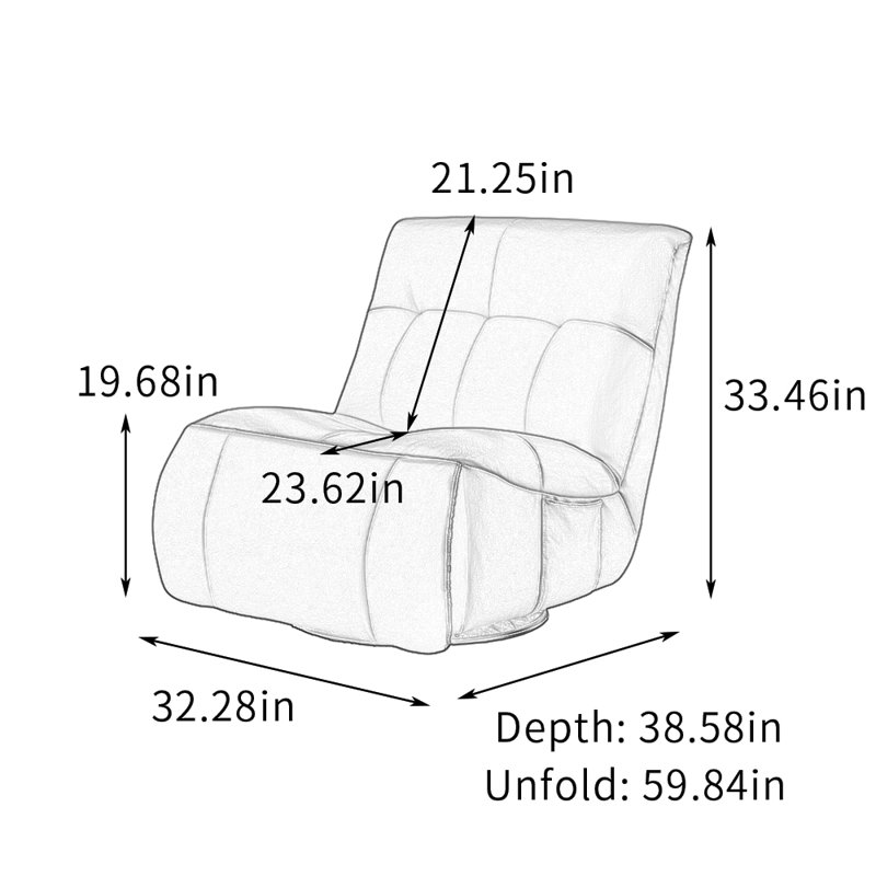 Fauteuil inclinable en cuir artificiel avec fonction de rotation sur 360 °, Gris