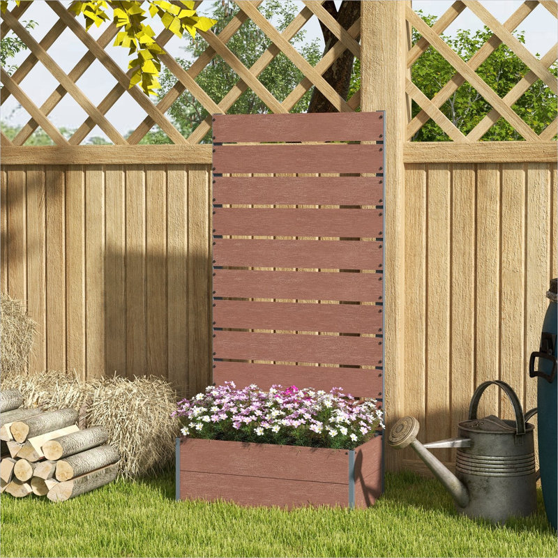 Support à plantes en bois et en plastique pour espace extérieur de 28,2 po x 15 po x 59 po avec utilisation pratique au quotidien