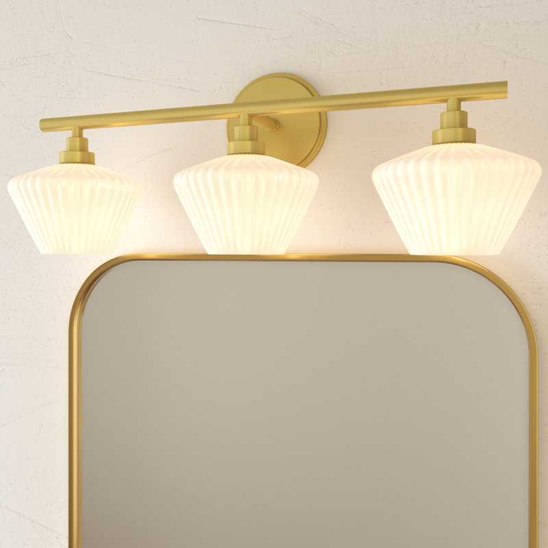 3 - Light Dimmable Bath Sconce, Gold