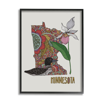 " Minnesota State Loon Bird Intricate Blooming Flowers " by Valentina Harper