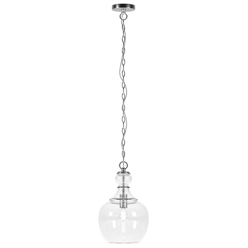 Verona 11" Wide Pendant with Glass Shade in Brushed Nickel/Clear, Clear, Brushed Nickel