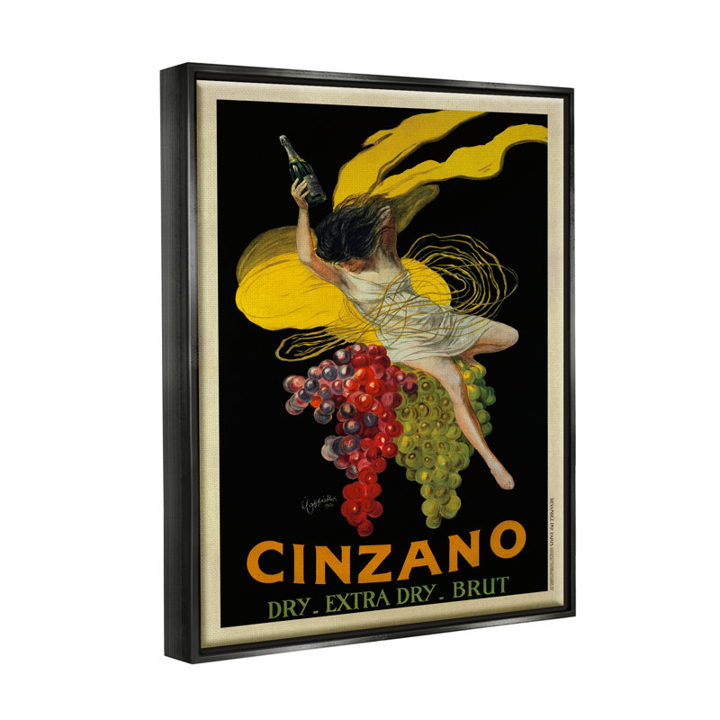«Cinzano», affiche rétro, «Wine Design Jet Black», encadrée par Marcello Dudovich, H 31 po x l 25 po x P 1,7 po
