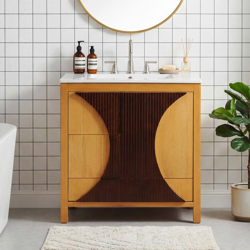 Meuble-lavabo moderne 30 po avec lavabo 30 po Mid-Century