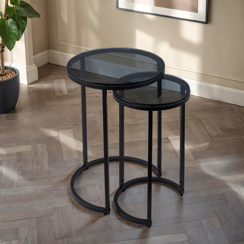 Mellyssa Glass Top Frame Nesting Tables